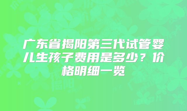 广东省揭阳第三代试管婴儿生孩子费用是多少？价格明细一览