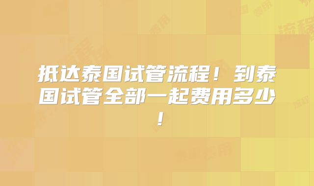抵达泰国试管流程!到泰国试管全部一起费用多少!