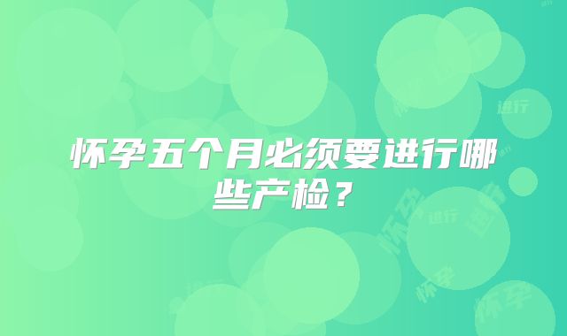 怀孕五个月必须要进行哪些产检?