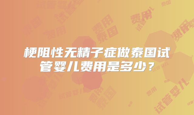 梗阻性无精子症做泰国试管婴儿费用是多少？
