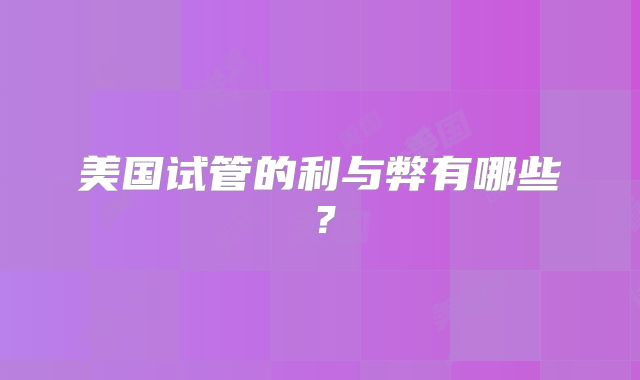 美国试管的利与弊有哪些？