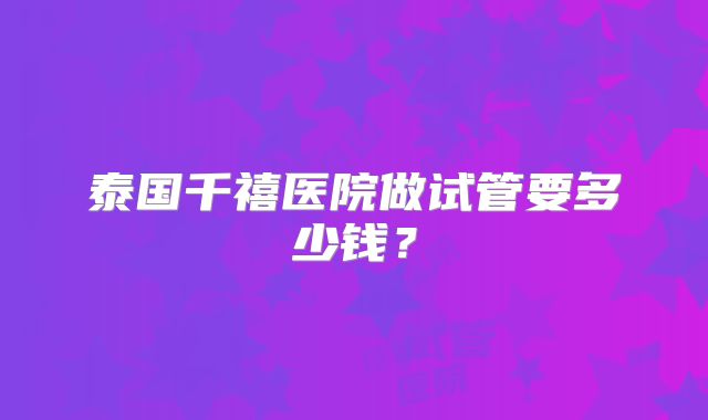 泰国千禧医院做试管要多少钱？
