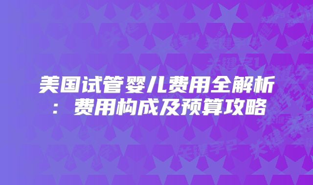 美国试管婴儿费用全解析:费用构成及预算攻略