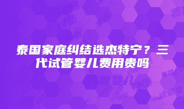 泰国家庭纠结选杰特宁？三代试管婴儿费用贵吗