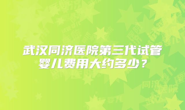 武汉同济医院第三代试管婴儿费用大约多少？