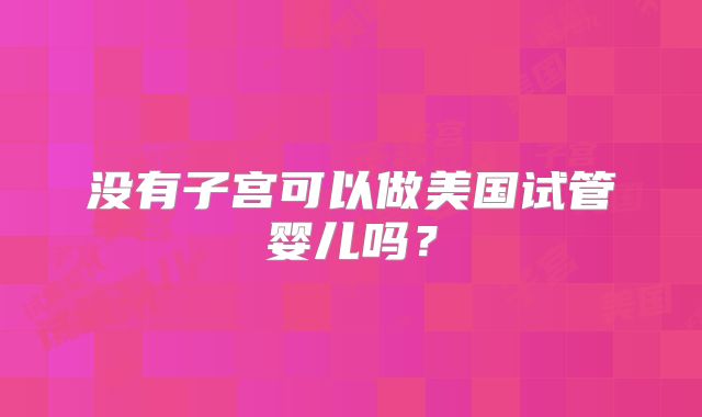 没有子宫可以做美国试管婴儿吗?