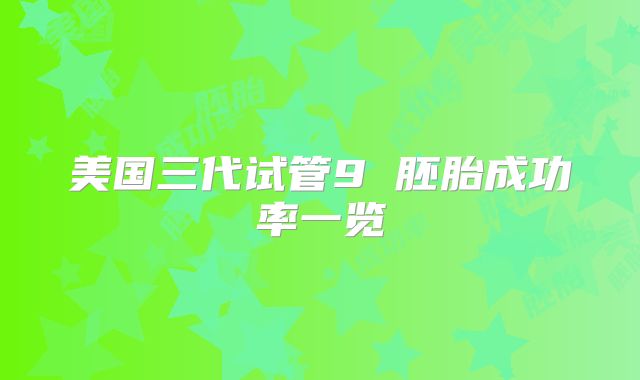 美国三代试管9 胚胎成功率一览