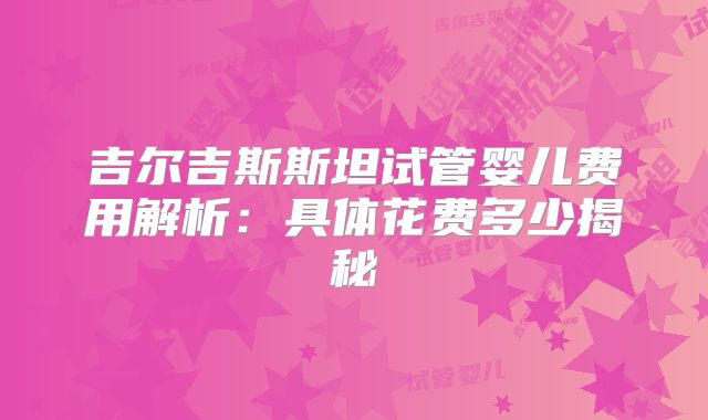 吉尔吉斯斯坦试管婴儿费用解析:具体花费多少揭秘