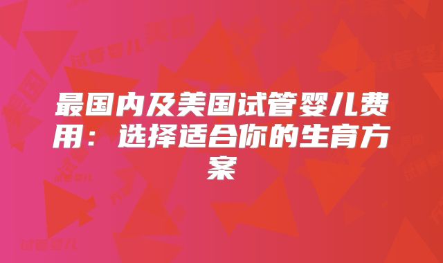 最国内及美国试管婴儿费用：选择适合你的生育方案