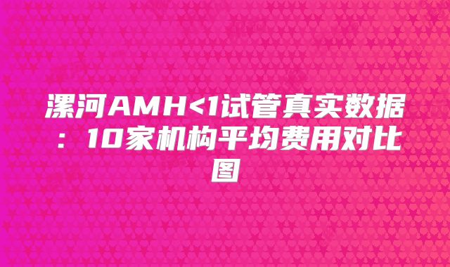 漯河AMH<1试管真实数据：10家机构平均费用对比图