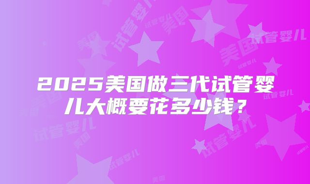 2025美国做三代试管婴儿大概要花多少钱？