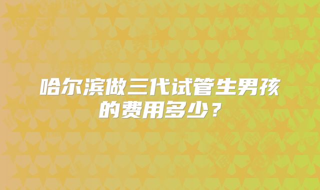 哈尔滨做三代试管生男孩的费用多少？