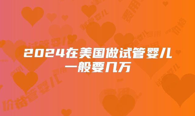 2024在美国做试管婴儿一般要几万