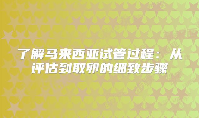 了解马来西亚试管过程:从评估到取卵的细致步骤