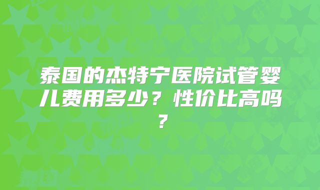 泰国的杰特宁医院试管婴儿费用多少？性价比高吗？