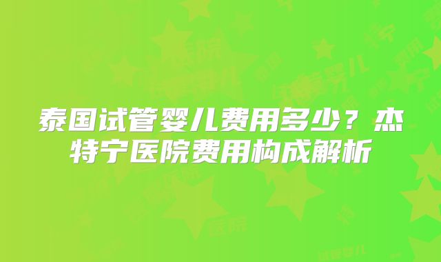 泰国试管婴儿费用多少？杰特宁医院费用构成解析