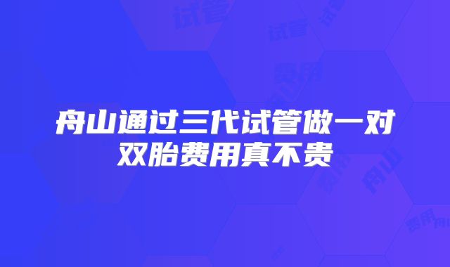 舟山通过三代试管做一对双胎费用真不贵