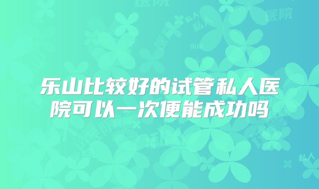 乐山比较好的试管私人医院可以一次便能成功吗