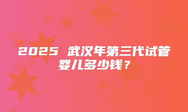 2025 武汉年第三代试管婴儿多少钱？