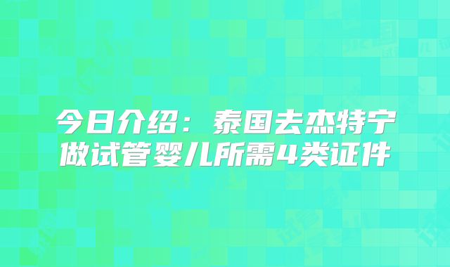今日介绍：泰国去杰特宁做试管婴儿所需4类证件