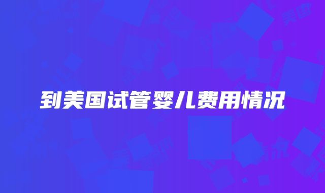 到美国试管婴儿费用情况