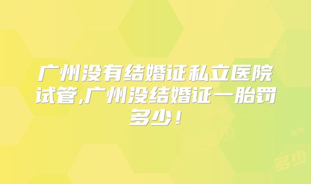 广州没有结婚证私立医院试管,广州没结婚证一胎罚多少！