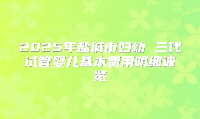 2025年盐城市妇幼 三代试管婴儿基本费用明细速览