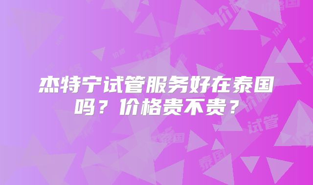杰特宁试管服务好在泰国吗？价格贵不贵？