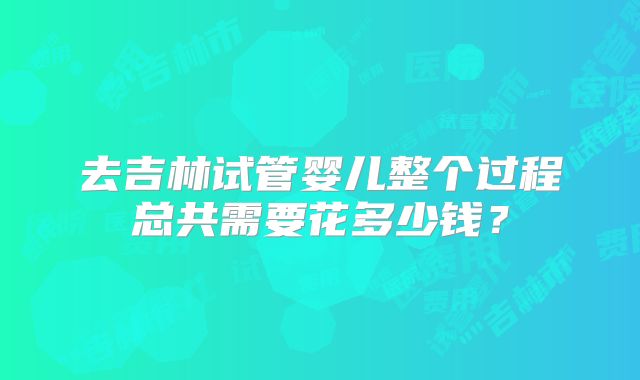 去吉林试管婴儿整个过程总共需要花多少钱？