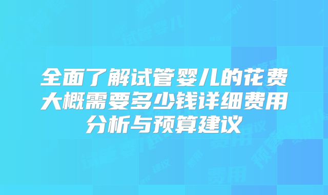 全面了解试管婴儿的花费大概需要多少钱详细费用分析与预算建议