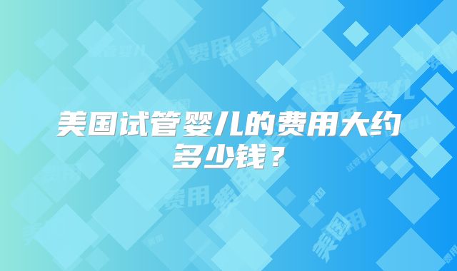 美国试管婴儿的费用大约多少钱？