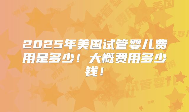 2025年美国试管婴儿费用是多少！大概费用多少钱！