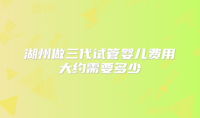 湖州做三代试管婴儿费用大约需要多少