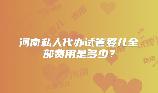 河南私人代办试管婴儿全部费用是多少？