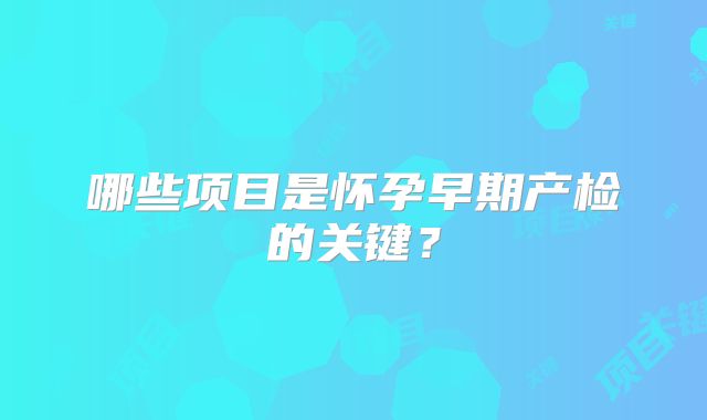 哪些项目是怀孕早期产检的关键?