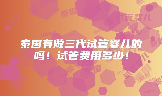 泰国有做三代试管婴儿的吗!试管费用多少!