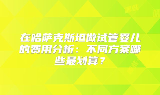 在哈萨克斯坦做试管婴儿的费用分析：不同方案哪些最划算？