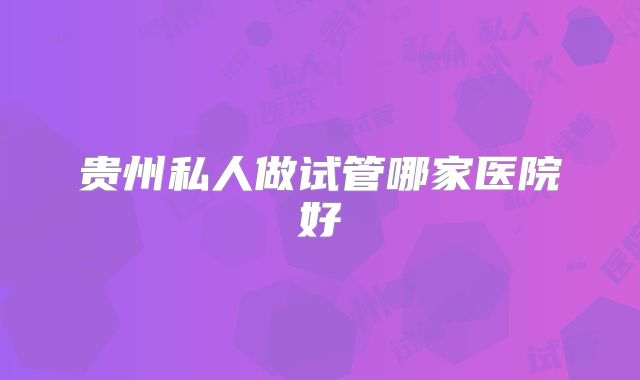 贵州私人做试管哪家医院好