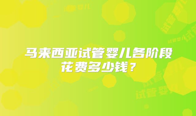 马来西亚试管婴儿各阶段花费多少钱？