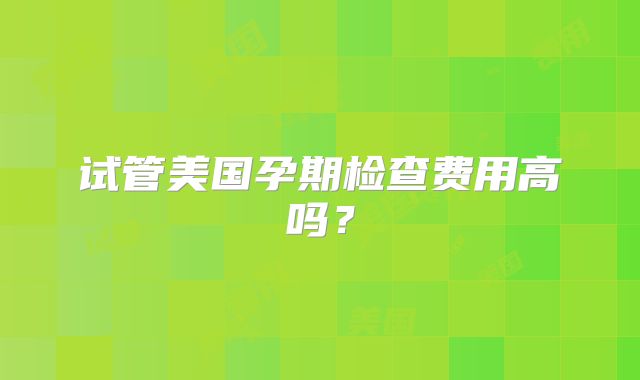 试管美国孕期检查费用高吗？