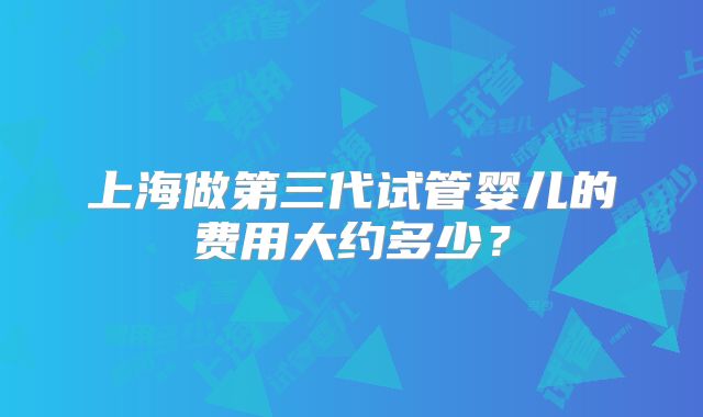 上海做第三代试管婴儿的费用大约多少？