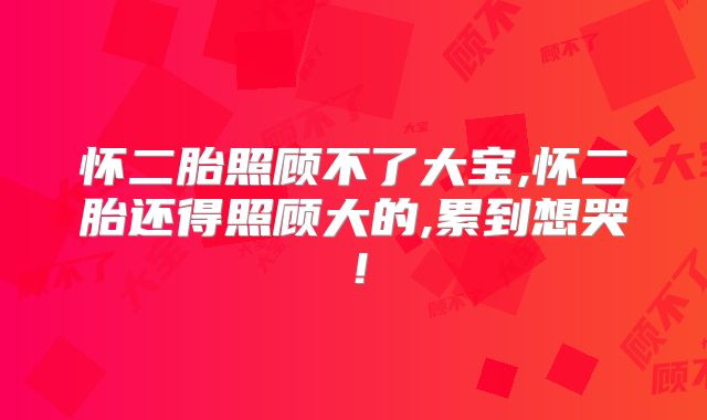 怀二胎照顾不了大宝,怀二胎还得照顾大的,累到想哭！