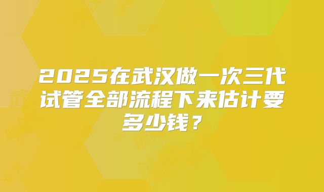 2025在武汉做一次三代试管全部流程下来估计要多少钱?
