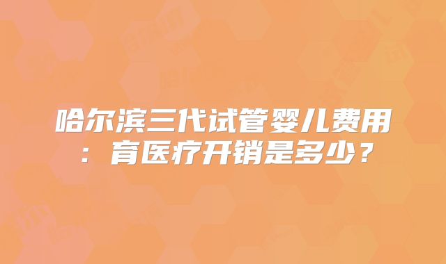 哈尔滨三代试管婴儿费用：育医疗开销是多少？
