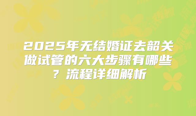 2025年无结婚证去韶关做试管的六大步骤有哪些?流程详细解析