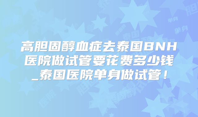 高胆固醇血症去泰国BNH医院做试管要花费多少钱_泰国医院单身做试管！