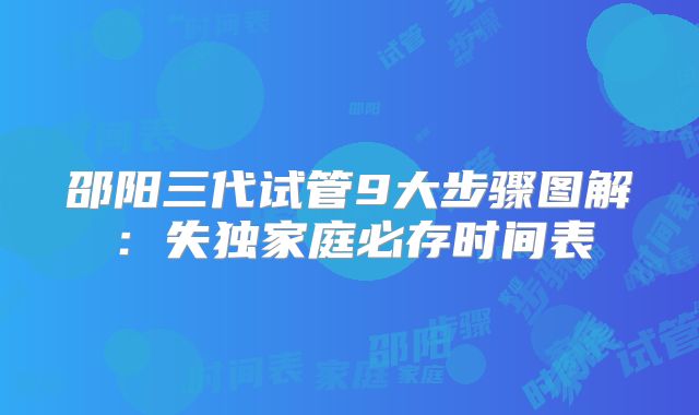 邵阳三代试管9大步骤图解：失独家庭必存时间表