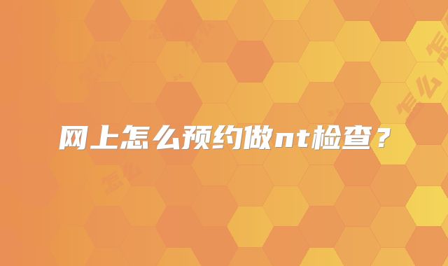 网上怎么预约做nt检查？