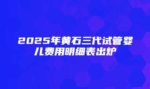 2025年黄石三代试管婴儿费用明细表出炉