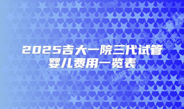 2025吉大一院三代试管婴儿费用一览表
